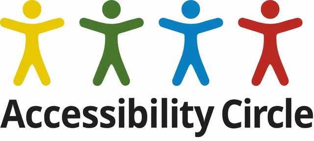 Logo Accessibility Circle, 4 Barrierefreiheits-Figuren in Gelb, Grün, Blau und Rot, © Martina Nettekoven